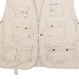 FOX Mens Beige Cotton Blend Jacket XL Multi Pocket Zip Front Casual Utility Vest