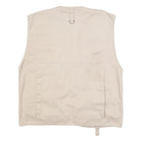 FOX Mens Beige Cotton Blend Jacket XL Multi Pocket Zip Front Casual Utility Vest