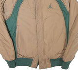 AIR JORDAN Mens Beige & Green Zip Jacket M Polyester Blend Plain Lightweight