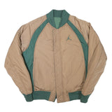 AIR JORDAN Mens Beige & Green Zip Jacket M Polyester Blend Plain Lightweight