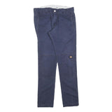 DICKIES Mens Cotton Blend Navy Slim Straight Trousers W32 L32 Workwear Casual