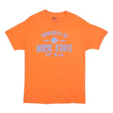 RUSSELL ATHLETIC Mens Orange Boise State Graphic T-Shirt L Short Sleeve Crew