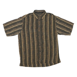BASSIRI Mens Black & Beige Striped Casual Shirt 2XL Polyester Blend Relaxed Fit