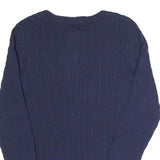 TOMMY HILFIGER Womens Navy Patterned Cotton Blend Cable Knit Cardigan XS Button