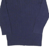 TOMMY HILFIGER Womens Navy Patterned Cotton Blend Cable Knit Cardigan XS Button