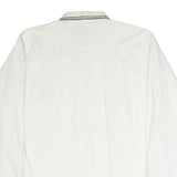 DAY-X Mens White XL Shirt Cotton Blend Long Sleeve Black Embroidery