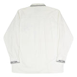 DAY-X Mens White XL Shirt Cotton Blend Long Sleeve Black Embroidery