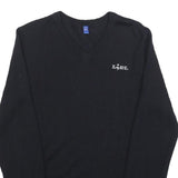 Mens Black Wool Blend V-Neck Plain Jumper XS Slim Fit Comfortable Warm