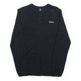 Mens Black Wool Blend V-Neck Plain Jumper XS Slim Fit Comfortable Warm