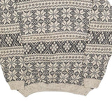 HIGH SIERRA Mens Cream & Charcoal Patterned Wool Blend Jumper Crew Neck Basic