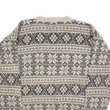 HIGH SIERRA Mens Cream & Charcoal Patterned Wool Blend Jumper Crew Neck Basic