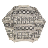 HIGH SIERRA Mens Cream & Charcoal Patterned Wool Blend Jumper Crew Neck Basic