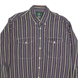 HUNT CLUB Mens Black & Blue Striped Cotton Shirt XL Button-Down Casual Long