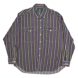 HUNT CLUB Mens Black & Blue Striped Cotton Shirt XL Button-Down Casual Long