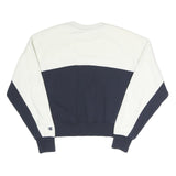 CHAMPION Womens White & Navy Crew Neck XS Colourblock Sweatshirt Pullover