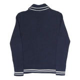 TOMMY HILFIGER Womens Navy & White Classic Button Up Patterned Crew Neck Chunky