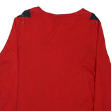 TOMMY HILFIGER Womens Red & Navy Patterned V-Neck Jumper Cable Knit L Cotton