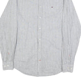 TOMMY HILFIGER Mens Grey & White Stripe Linen Blend Shirt S Classic Summer
