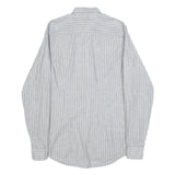 TOMMY HILFIGER Mens Grey & White Stripe Linen Blend Shirt S Classic Summer