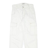 ALCOTT Mens Jeans White Regular Straight Cotton Blend W29 L29 Cargo Pockets