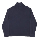 POLO RALPH LAUREN Mens Navy Blue Plain Quarter Zip Pullover Jumper L Cotton