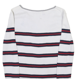 TOMMY HILFIGER Womens White Navy & Red Striped Patterned Crew Neck Basic Knit
