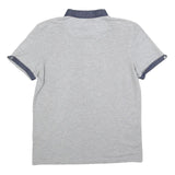 TED BAKER Mens Grey Blue Short Sleeve Plain M Cotton Blend Polo Shirt Casual