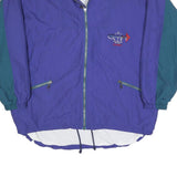 LOFFLER Womens Purple & Teal Retro Track Jacket L Polyester Blend Zip Casual