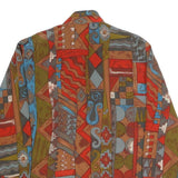 FELICIA Womens Red Brown Blue Printed Shirt Long Sleeve Collared S Vintage Style
