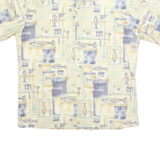 PIERRE CARDIN Mens Cream & Grey Printed Short Sleeve Shirt L Casual Cotton Blend