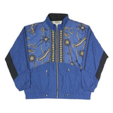 SUN SET Mens Blue & Black Nautical Print Track Jacket L Polyester