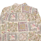 NOSTOLGIA Womens Cream Patchwork Print Shirt Long Sleeve Button Neck L