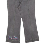 Womens Grey Regular Fit Straight Cotton Blend Jeans W26 L23 Stylish Details Zip