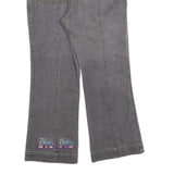 Womens Grey Regular Fit Straight Cotton Blend Jeans W26 L23 Stylish Details Zip