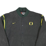 NIKE Mens Grey & Green Oregon Varsity Jacket L Polyester Blend Button Closure