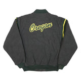 NIKE Mens Grey & Green Oregon Varsity Jacket L Polyester Blend Button Closure