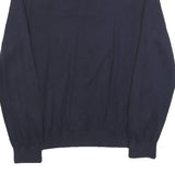 TOMMY HILFIGER Mens Navy Blue Plain Cotton Blend Crew Neck Basic Knit Jumper L