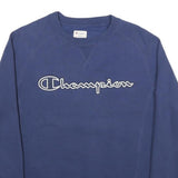 CHAMPION Mens Blue Crew Neck S Cotton Blend Logo Sweatshirt Pullover