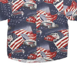 MAGELLAN Mens Blue Red Cotton Printed Shirt L Vintage Classic Car American Flag