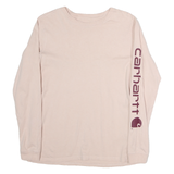 CARHARTT Womens Beige Long Sleeve T-Shirt Crew Neck Cotton S Printed Sleeve