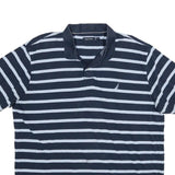 NAUTICA Mens Blue & White Striped Short Sleeve Polo Shirt 2XL Classic Cotton