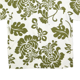 NOW! Mens White & Olive Green Cotton Blend Short Sleeve Shirt S Relaxed Fit