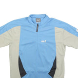 JACK WOLFSKIN Mens Blue & Beige Cycling T-Shirt M Short Sleeve 1/4 Zip Polyester