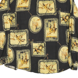 W TALL Mens Black & Yellow Polo Player Print Shirt L Casual Long Sleeve Button