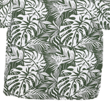 C&A Mens Green & White Leaf Print Shirt L Slim Fit Summer Casual Polyester