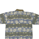 CUTTER & BUCK Mens Blue & Green Floral Short Sleeve Polo Shirt M Cotton Blend