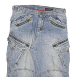 TOM TOMPSON Mens Shorts Blue Cargo L W30 Zip Pockets Cotton Blend Relaxed