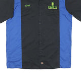 DICKIES Mens Black & Blue Work Shirt XL Cotton Blend Button Front Utility