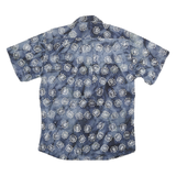 JOCKEY Mens Blue Pattern Geometric Cotton Short Sleeve Shirt L Casual Summer