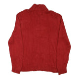 POLO RALPH LAUREN Mens Red Jumper Pullover Plain Half Zip Basic Knit XL Cotton